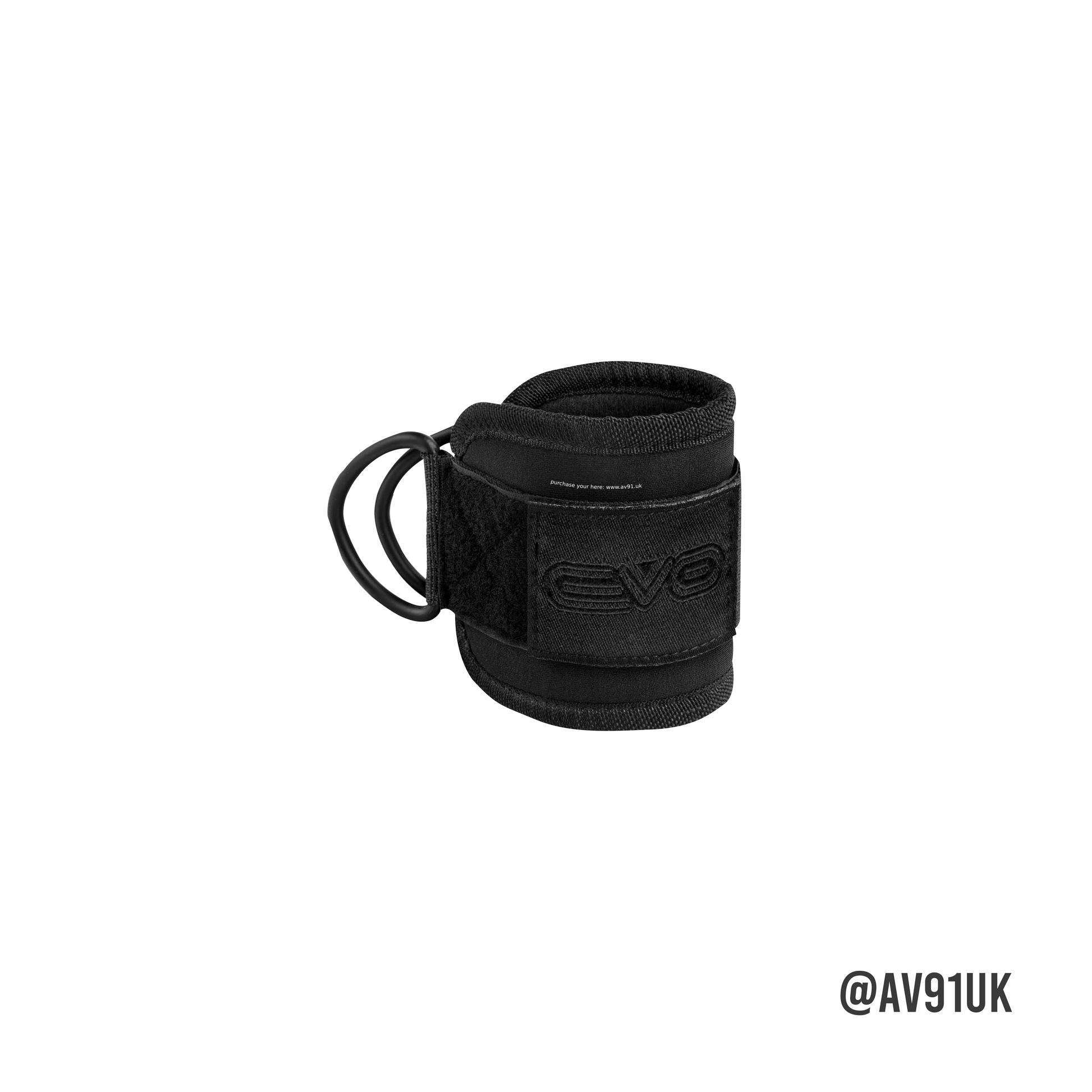 Black ankle straps with D-ring attachments for resistance bands and cable machines. Durable deal for glute, leg, and lower body workouts. 