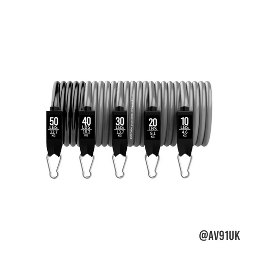 Complete resistance band set for strength, toning, and speed. Includes multiple resistance levels, handles, and clips. Ideal for home workouts or travel.